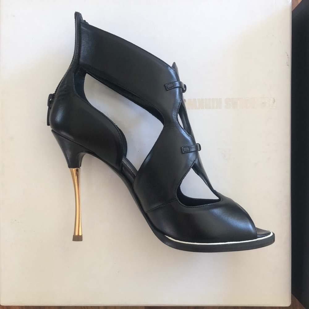 Nicholas Kirkwood Black Leather Stilettos